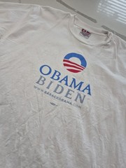 Vintage Obama Biden Bayside Heavyweight Unisex Cotton Shirt Size L Made In USA!