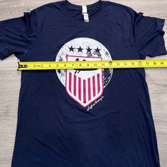Logboat Brewing Co Navy Blue Tri-Blend Graphic T-Shirt Mens Small Shield Canoe