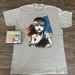 VTG 1986 Les Miserables Sz L Theater Musical Double Sided 80s Promo Tshirt / CD