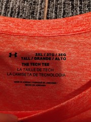 Under Armour The Tech Tee Shirt Orange Heathered Men’s 3XL Tall Short Sleeve