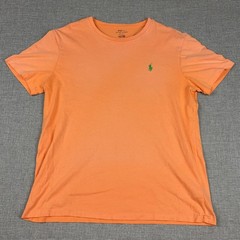 Polo Ralph Lauren Shirt Mens L Orange Crewneck Tagless Logo Tee Cotton Jersey