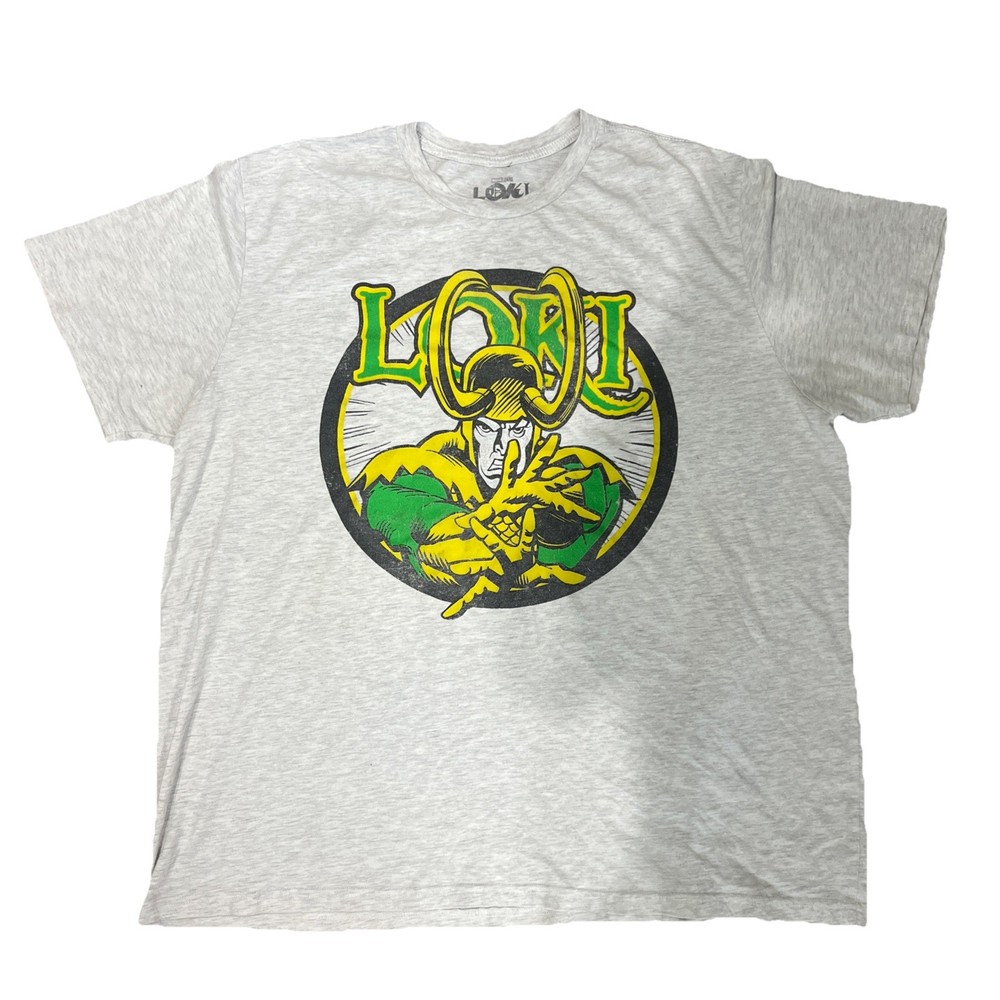 Marvel Loki T-Shirt Light Grey Size XLT Marvel Thor Asgard God Chaos Jokester