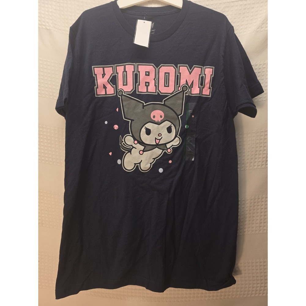 Men’s Sanrio Graphic Pink Cartoon Kuromi Navy Blue Kawaii T Shirt Size Med 5989