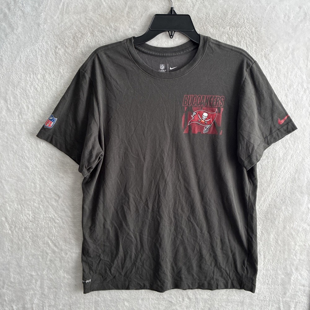 Nike NFL Tampa Bau Buccaneers Mens T Shirt Gray Graphic Football L Cotton Crew