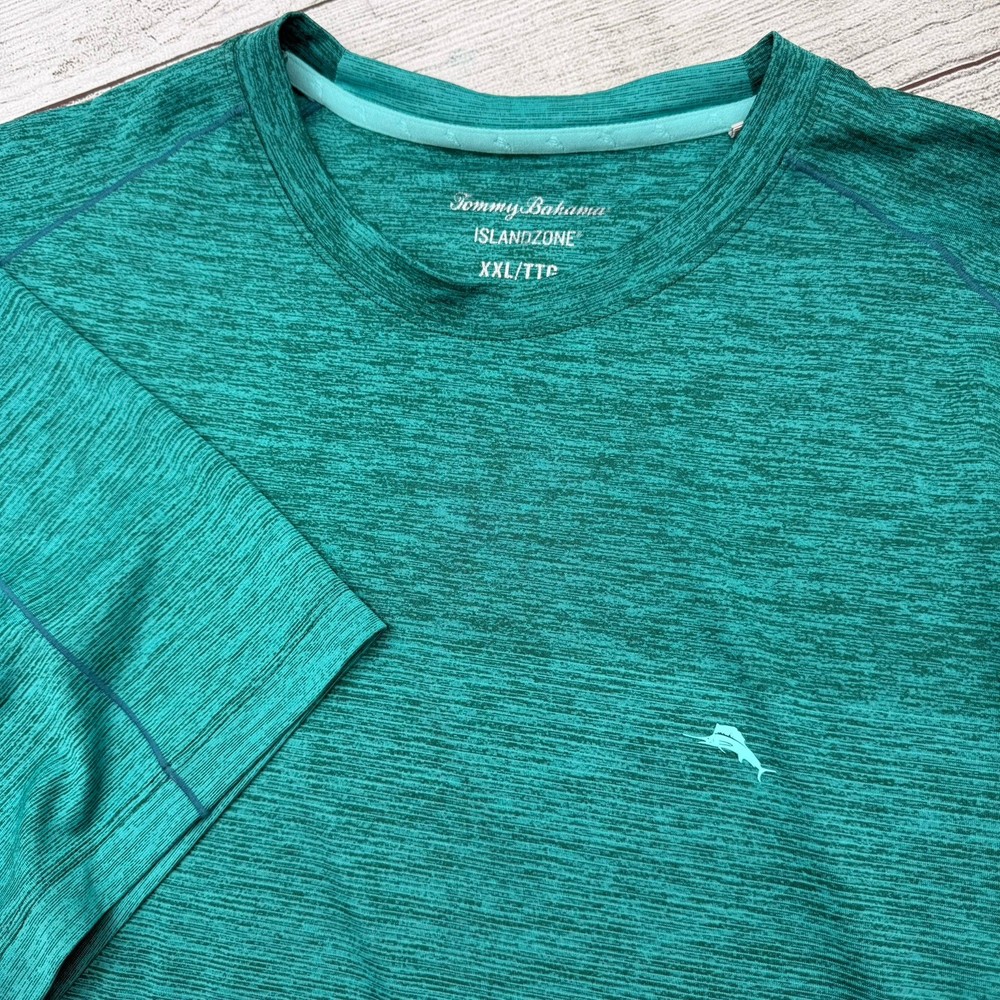 Tommy Bahama IslandZone Shirt 2XL Teal Performance T-Shirt Lightweight Stretch