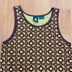 Geometric Squares Brown & Green Tank Top Men’s Small