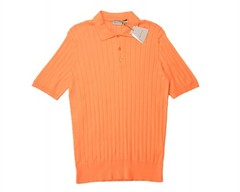 Sartorio Napoli $875 Orange Ribbed Extra Slim Polo Shirt Knit Cotton Jersey L