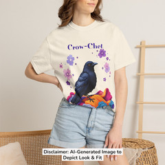 Crow-Chet T-Shirt Comfort Colors Unisex Dark CottageCore Crochet Humor Whimsical