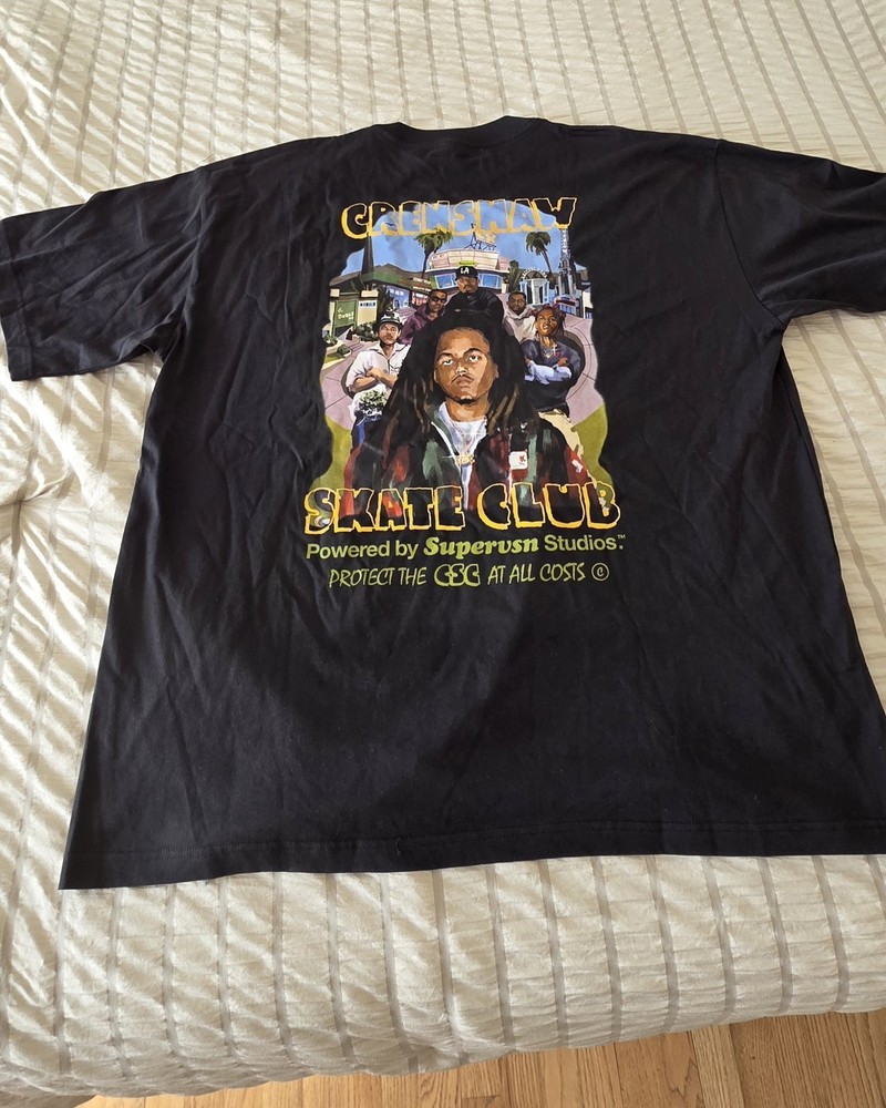 Crenshaw Skate Club Supervsn Studios Graphic T-Shirt Black XL CSC Protect CSC