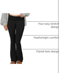 Copyleaf Flare Leggings for Women Fold Over Yoga Pants Stretch Bell Bottom Sm