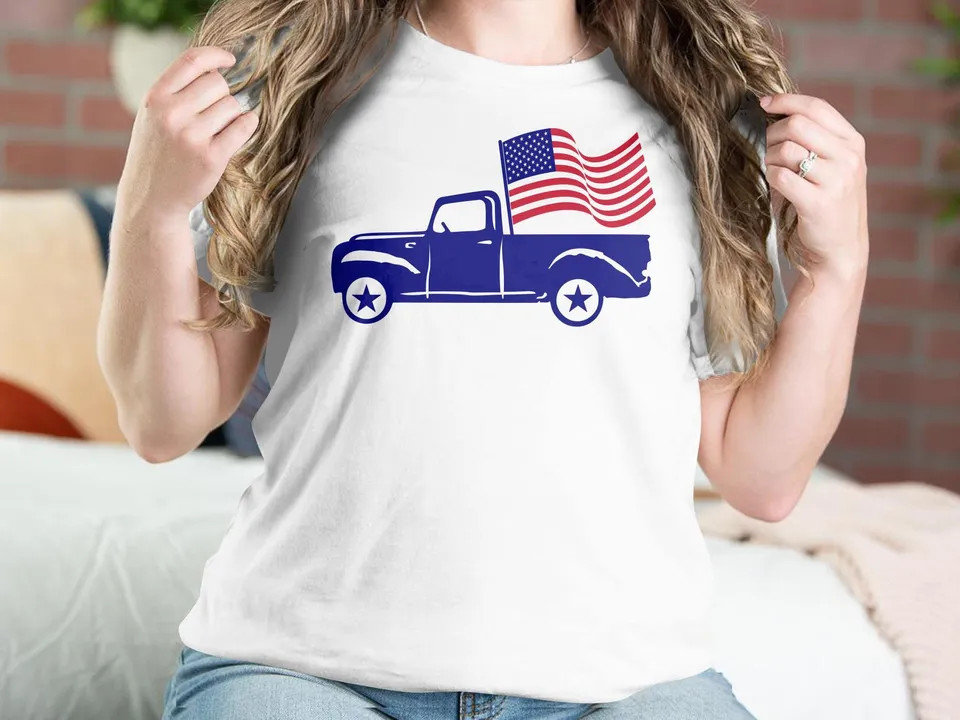Patriotic Old Truck Unisex T Shirt, 4th Of July Gift