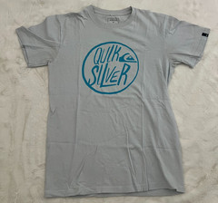 Quiksilver T Shirt Mens Small Gray Blue Logo Graphic Tee Short Sleeve Surf Tee S