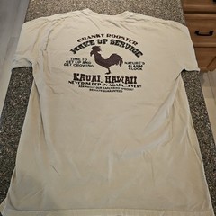 Crazy Shirts Kauai Hawaii Cranky Rooster T-shirt Tan Sz L 100% Combed Cotton EUC