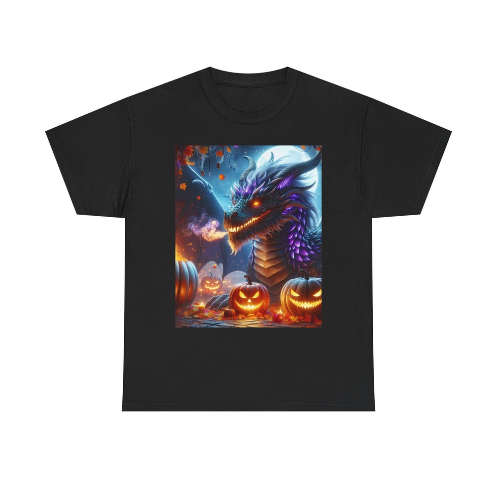 Halloween Dragon Art Unisex Heavy Cotton Tee, Cute Halloween Tee, Dragon
