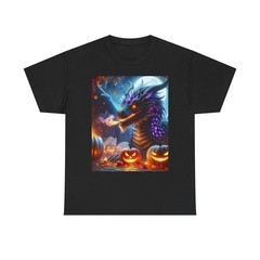 Halloween Dragon Art Unisex Heavy Cotton Tee, Cute Halloween Tee, Dragon