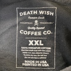 Death Wish Coffee Co Shirt Mens XXL Skull Crossbones Crew Graphic Tee Black USA