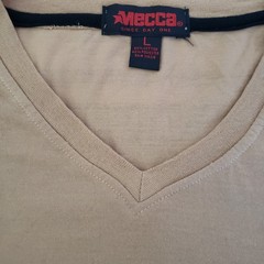 Mecca Mens V Neck T Shirt Striped Colorblock Vintage 90s Y2K Skate Streetwear L