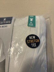 Stafford Men’s V Neck T-Shirts 3 Pack XL White 100% Cotton New Sealed