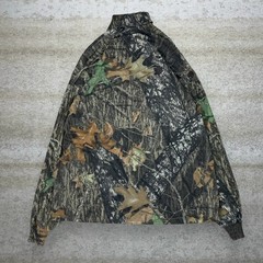 Vintage 90s Mossy Oak Cowl Neck Shirt Mens XL Hunting Camo Woodland Long Sleeve