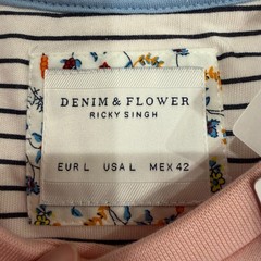 New Denim and Flower Ricky Singh Large Pink Crane Print T shirt