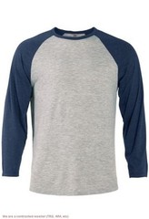 Delta Apparel P611T Men’s Raglan Tee Heather Gray/Navy XL *SEE DEAL!!!*