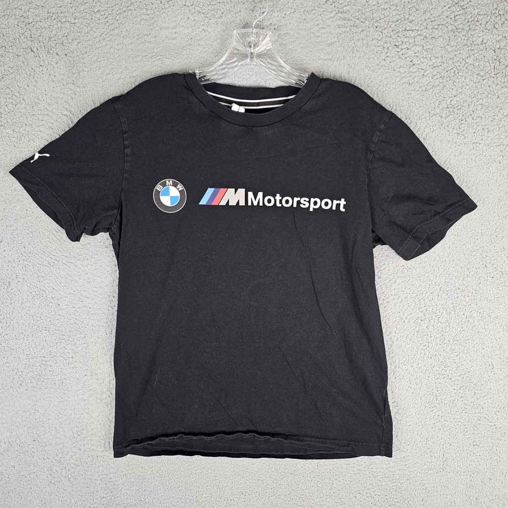 PUMA Tee Shirt Mens M Black BMW Motorsport Logo Short Sleeve Pullover 595369-01