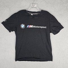 PUMA Tee Shirt Mens M Black BMW Motorsport Logo Short Sleeve Pullover 595369-01