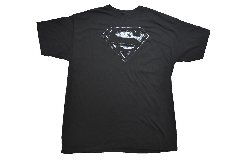 DC Superman Mens Black Logo On Black Shirt New XL
