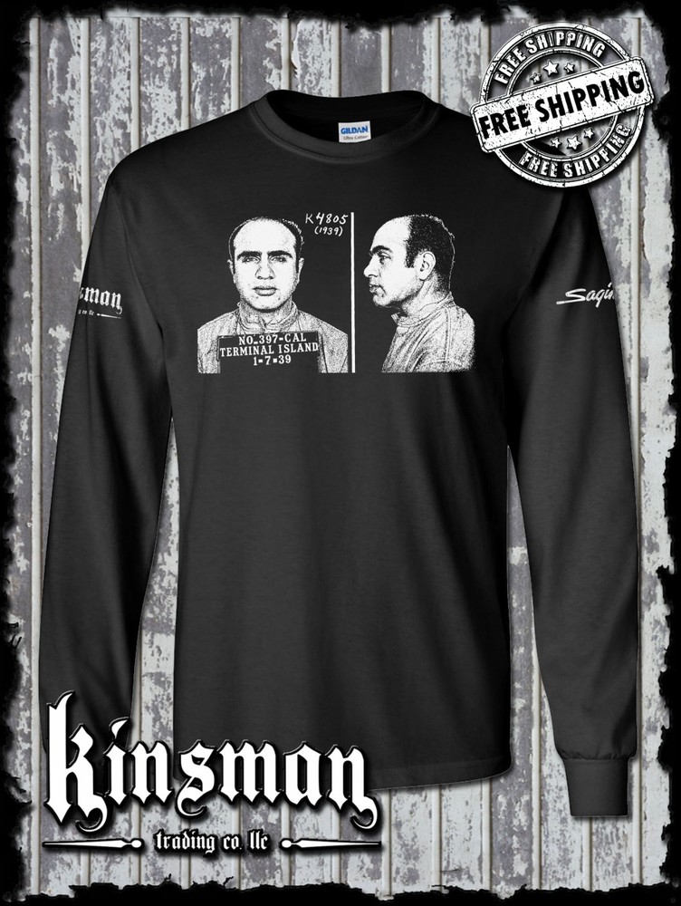 Al Capone 1939 Mug Shot Long Sleeve T-Shirt Old School Gangster Mafia Mob
