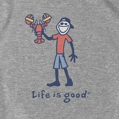 Life is Good. Men’s Lobster Jake Short Sleeve Crusher Tee, Heather Gray