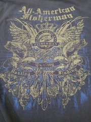 All American Fisherman Mens T Shirt Size L Black Short Sleeve Crewneck Cotton