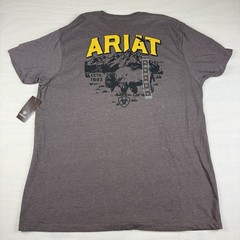 Ariat Bison Sketch Shield T-Shirt Men’s XL Brown Heather Graphic Tee NEW