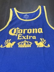 Corona Extra Tank Top Mens Size Medium Blue Sleeveless Muscle Tee Graphic Cotton