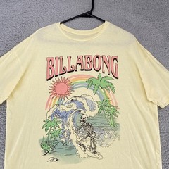 Billabong Oversized Tee Womens Small Skeleton Surfer Palm Trees Graphic Beach