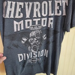 GM Chevrolet Motor Division Shirt Mens Medium Gray Engine Graphic Tee Auto