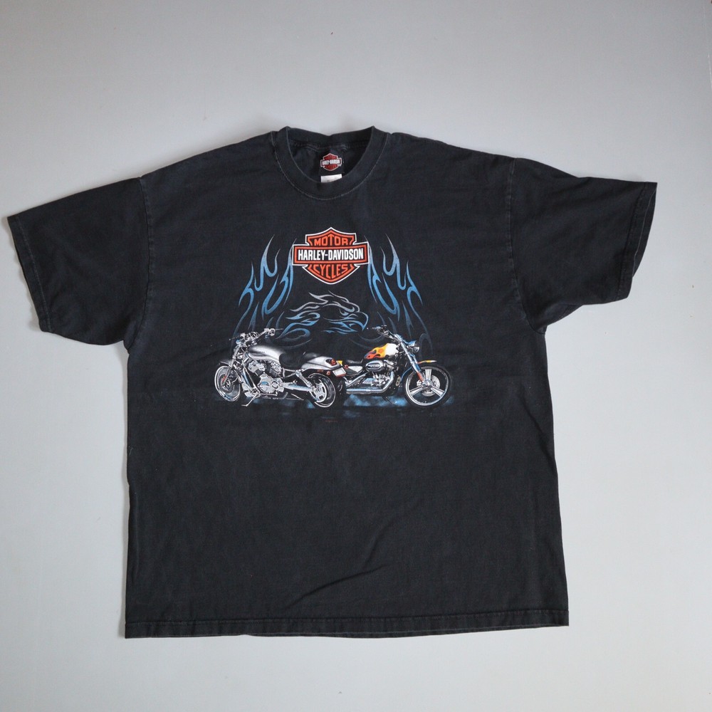Vintage Harley Davidson Shirt Motorcycle Blue Gradient Flames Y2k Choppers