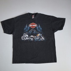 Vintage Harley Davidson Shirt Motorcycle Blue Gradient Flames Y2k Choppers