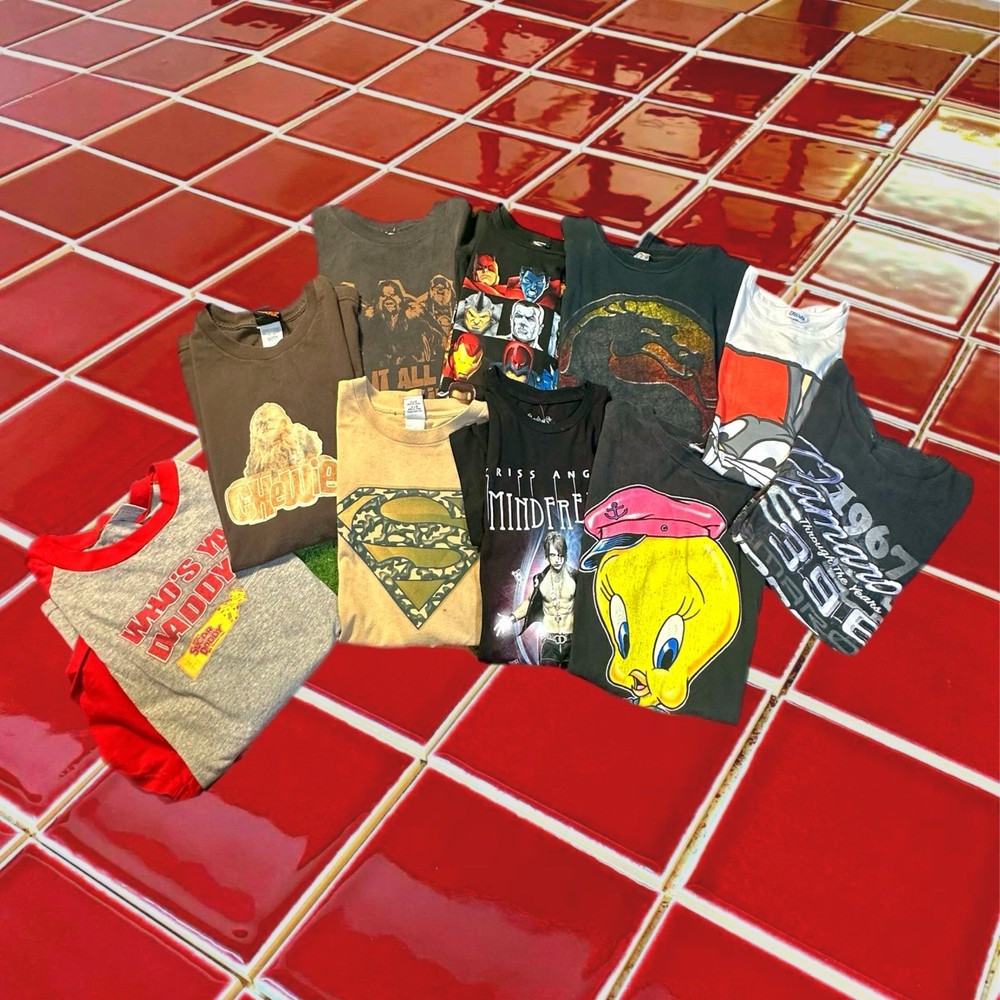 Vintage Y2K Emo 2000s shirt lot Cartoon 90s Retro T-shirt Bulk Mixed Lot Of 10