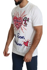 DOLCE & GABBANA T-shirt White Saint Valentine Hearts Print Men IT46/US36/S $600