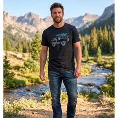 KUHL Mens Black Wildfibre Organic Cotton Graphic T-Shirt Off Road Truck Shirt