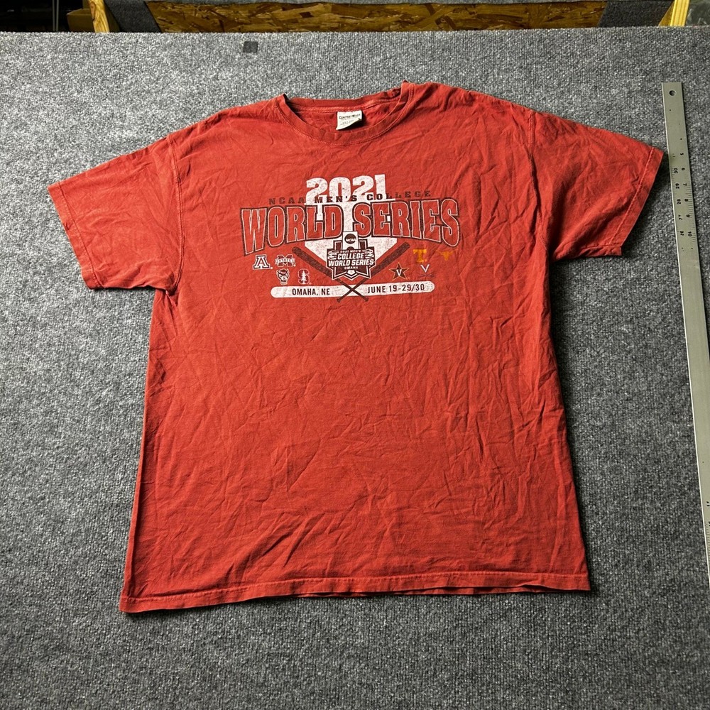 ComfortWash T-Shirt Mens Size XL Red 2021 NCAA College World Series Baseball Tee