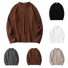Men’s Textured Feel Long Sleeve Half Turtleneck Pullover Top Solid Color Design