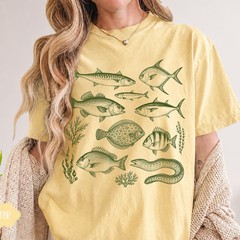 Vintage Fish Illustration Comfort Tee Retro Ocean Marine Life Graphic