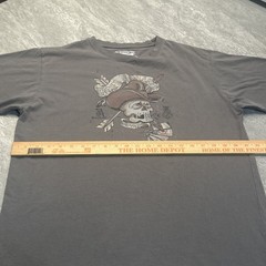 Vintage Y2K No Boundaries Skull Aces Snakes Cards Shirt Large Gray Grunge Skate