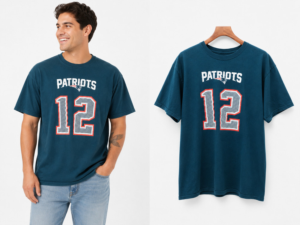 NFL Team Apparel Tom Brady New England Patriots Shirt #12 Men XL Navy Tee