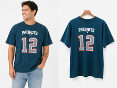 NFL Team Apparel Tom Brady New England Patriots Shirt #12 Men XL Navy Tee