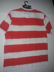 Where’s Waldo Adult Men’s 3XL 48/50 Striped Tee Shirt & Beanie Hat Combo NEW