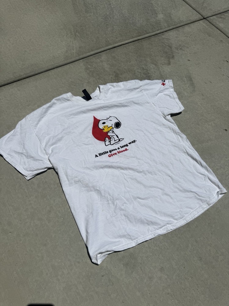 Peanuts Snoopy Woodstock American Red Cross Give Blood T Shirt XL Promo Tee