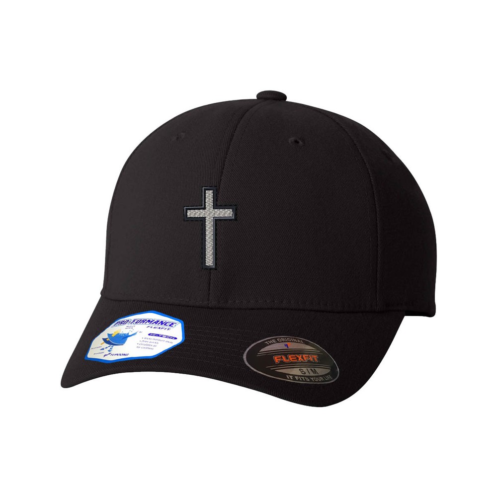 Flexfit Hats for Men & Women Cross Black Border Embroidery Dad Hat Baseball Cap