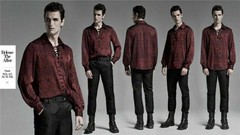 Men Gothic Gorgeous Jacquard Shirts Retro Formal Prom Party Long Sleeve Blouses
